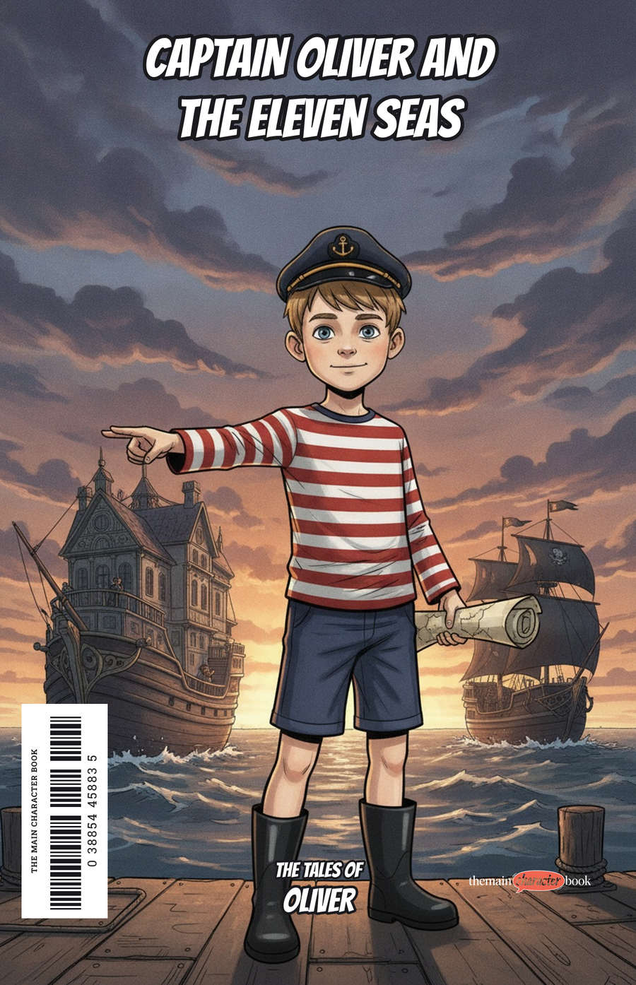 Captain Oliver and the Eleven Seas — personalised front cover
