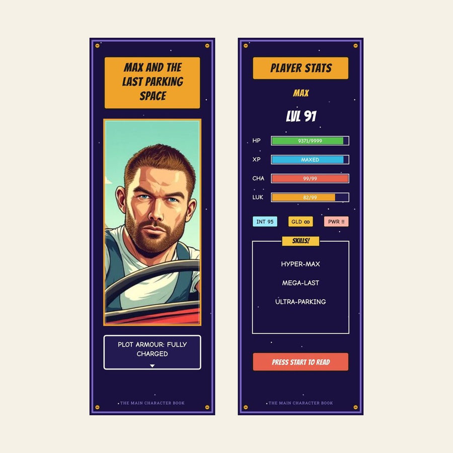 Video-game bookmark, front and back