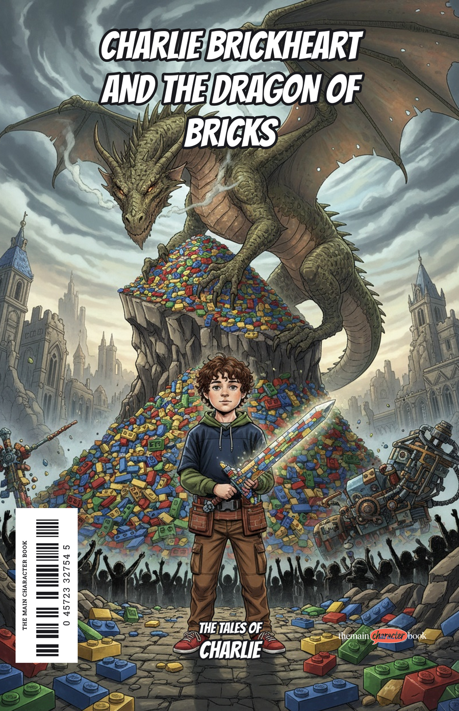 Charlie Brickheart and the Dragon of Bricks — personalised front cover