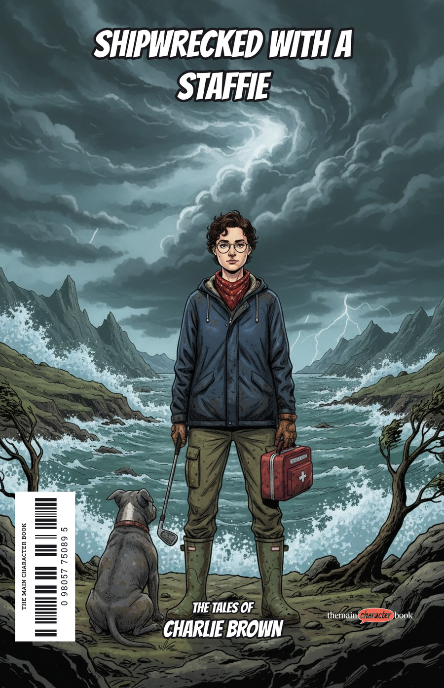 Shipwrecked with a Staffie — personalised front cover
