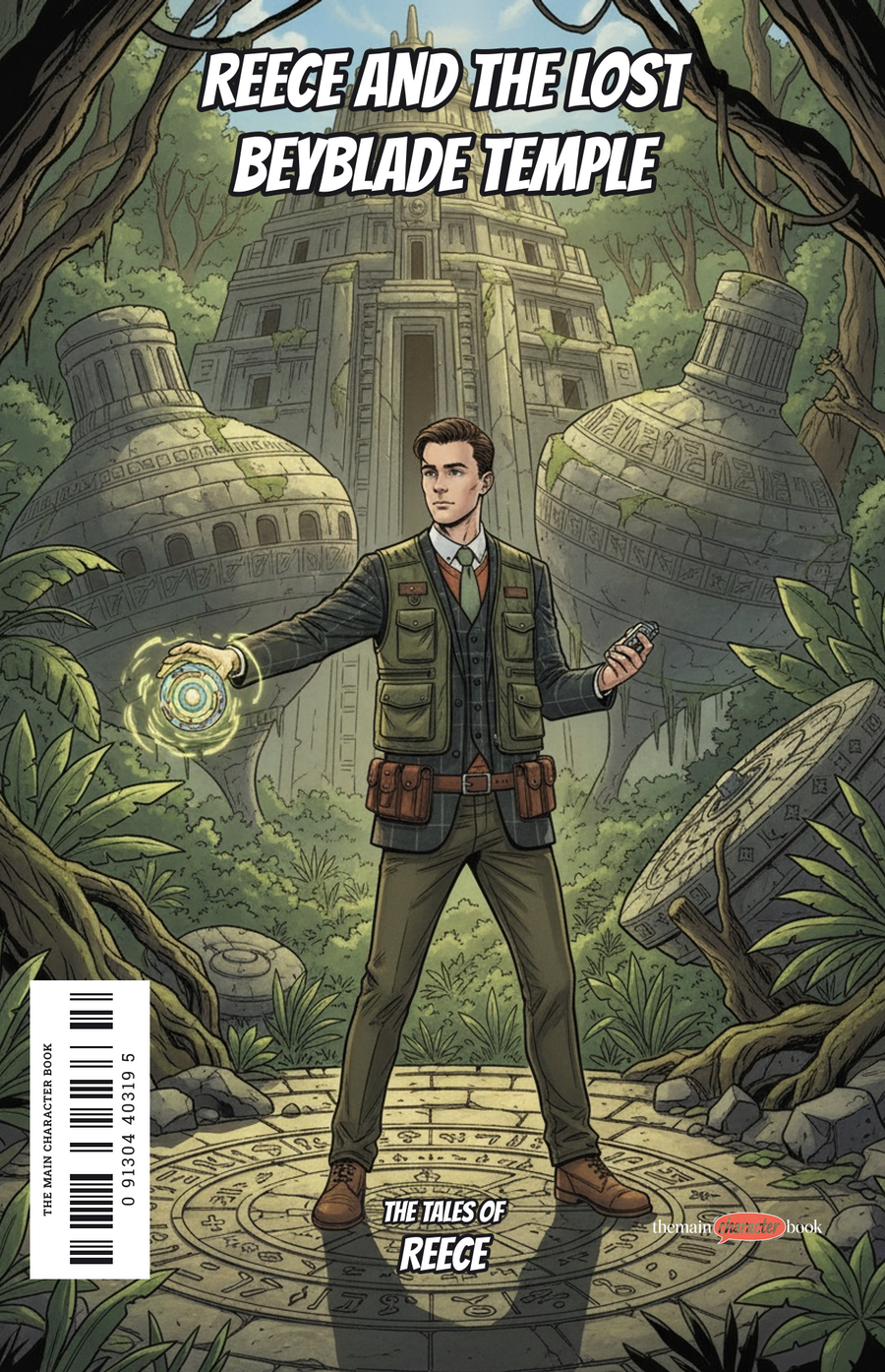 Reece and The Lost Beyblade Temple — personalised front cover