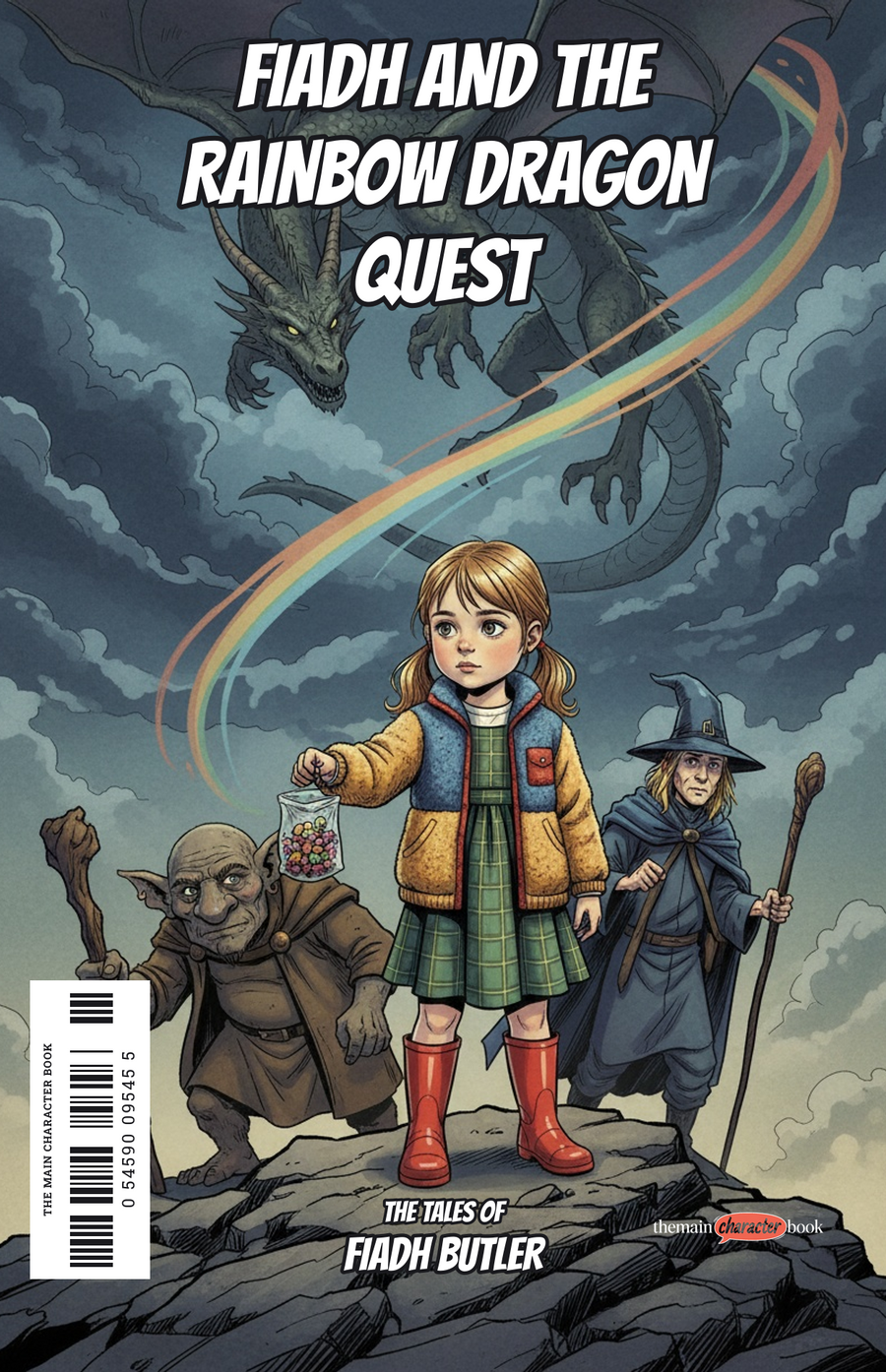 Fiadh and the Rainbow Dragon Quest — personalised front cover