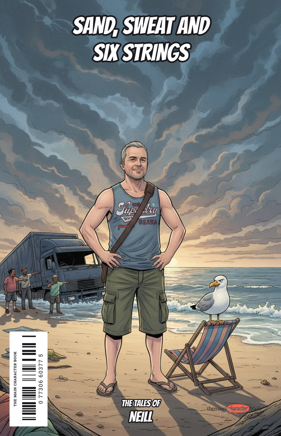 Sand, Sweat and Six Strings — personalised front cover